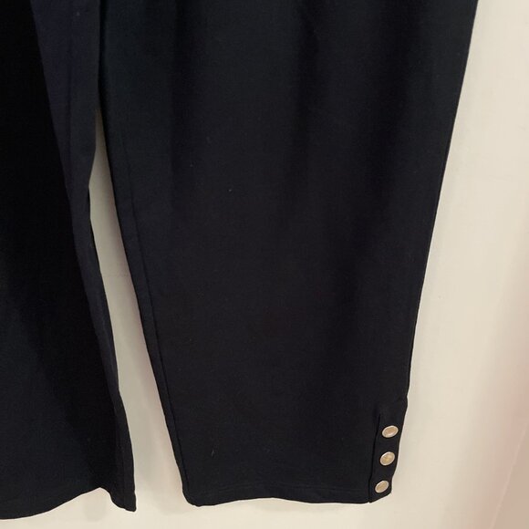 Sport Savvy Women's French Terry Pant Size L Black Button Hem Pull On Cozy NWT - Picture 4 of 10